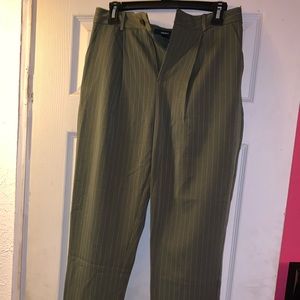 Brand New Forever 21 Green Pinstripe Pants